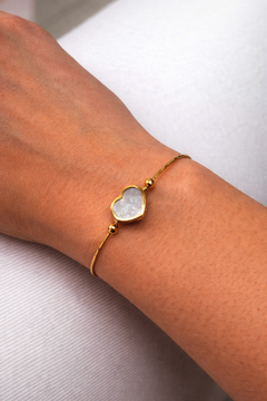 Žluté zlato náramek se srdcem perleť